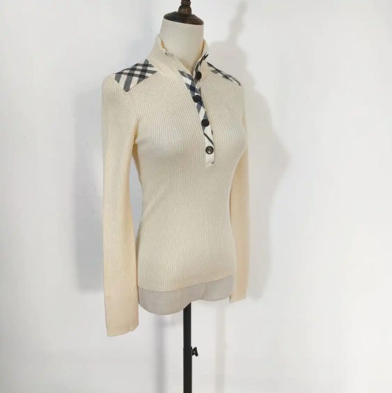 Burberry Burberry Women’s Cream Wool Long Sleeve Knit Top Size M / US 6-8 / IT 42-44 - 4 Thumbnail