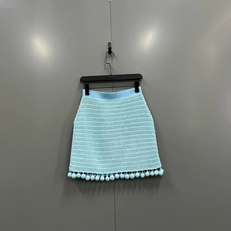 Burberry Burberry Summer Blue Cotton Skirt Size 23" - 2 Thumbnail