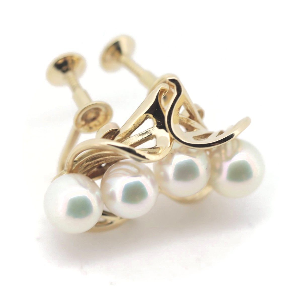 Mikimoto Mikimoto Mikimoto Pearl K14YG Earrings Crocodile skin Earrings DUTY FREE for USA Size ONE SIZE - 2 Thumbnail