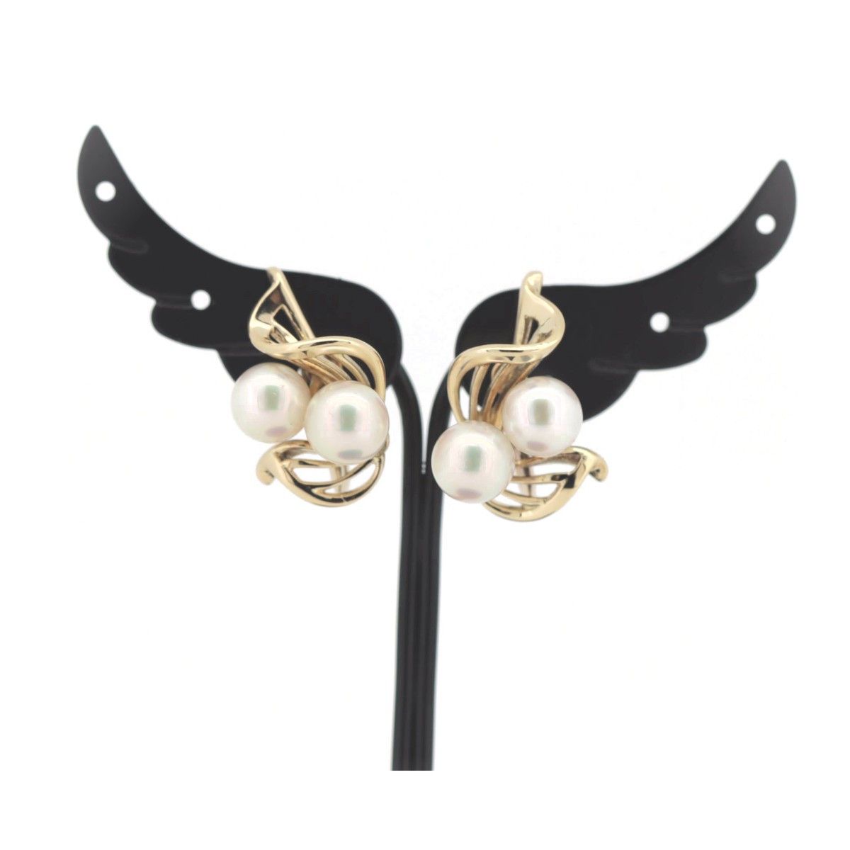 Mikimoto Mikimoto Mikimoto Pearl K14YG Earrings Crocodile skin Earrings DUTY FREE for USA Size ONE SIZE - 5 Thumbnail