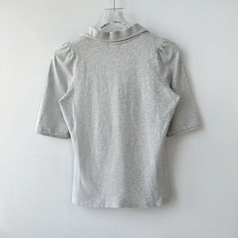 Burberry Burberry Gray Cotton Summer V-Neck T-Shirt Size M / US 6-8 / IT 42-44 - 2 Thumbnail