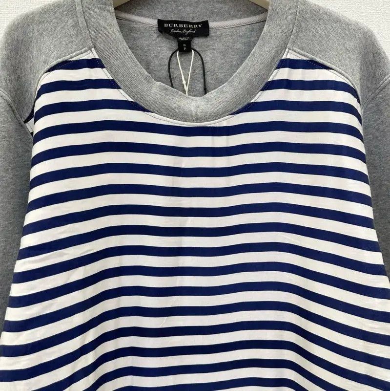 Burberry Burberry Gray Striped Cropped Sweatshirt for Women Size S / US 4 / IT 40 - 2 Thumbnail