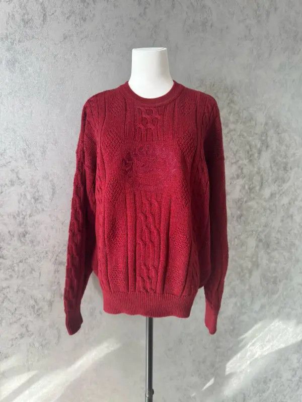 Burberry Burberry Wine Red Wool Long Sleeve Sweater Size M / US 6-8 / IT 42-44 - 2 Thumbnail