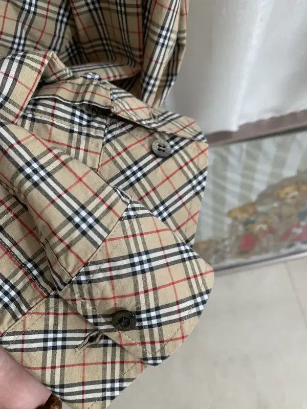 Burberry Burberry Khaki Cotton Check Long Sleeve Shirt Size L / US 10 / IT 46 - 3 Thumbnail