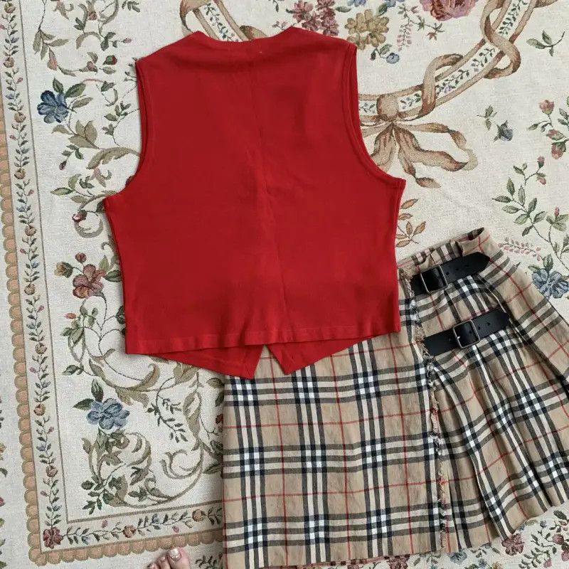 Burberry Burberry Red Cotton Blend Women's Knit Top Size M / US 6-8 / IT 42-44 - 10 Thumbnail