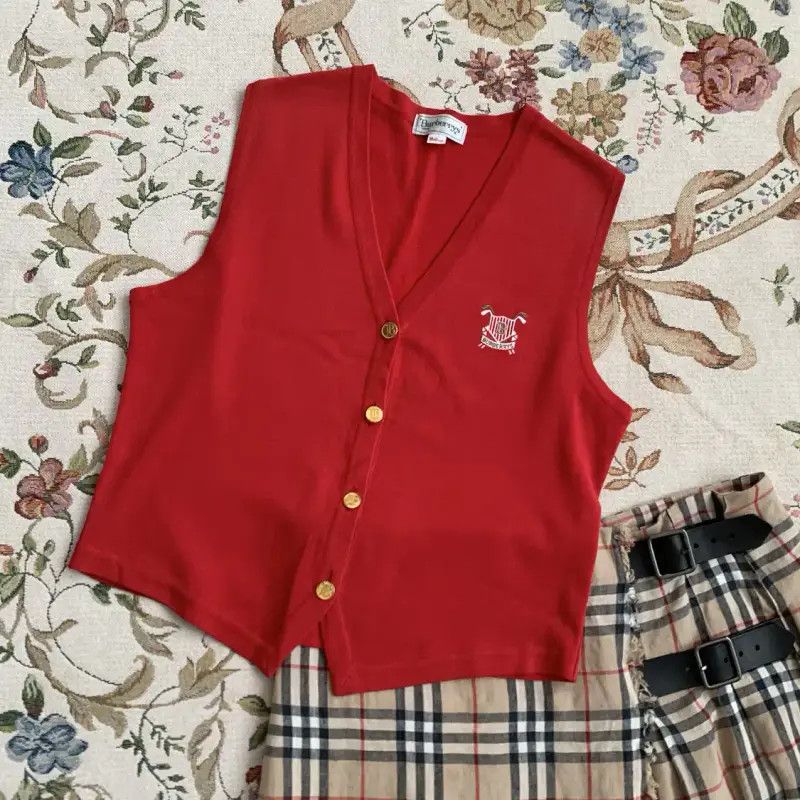 Burberry Burberry Red Cotton Blend Women's Knit Top Size M / US 6-8 / IT 42-44 - 7 Thumbnail