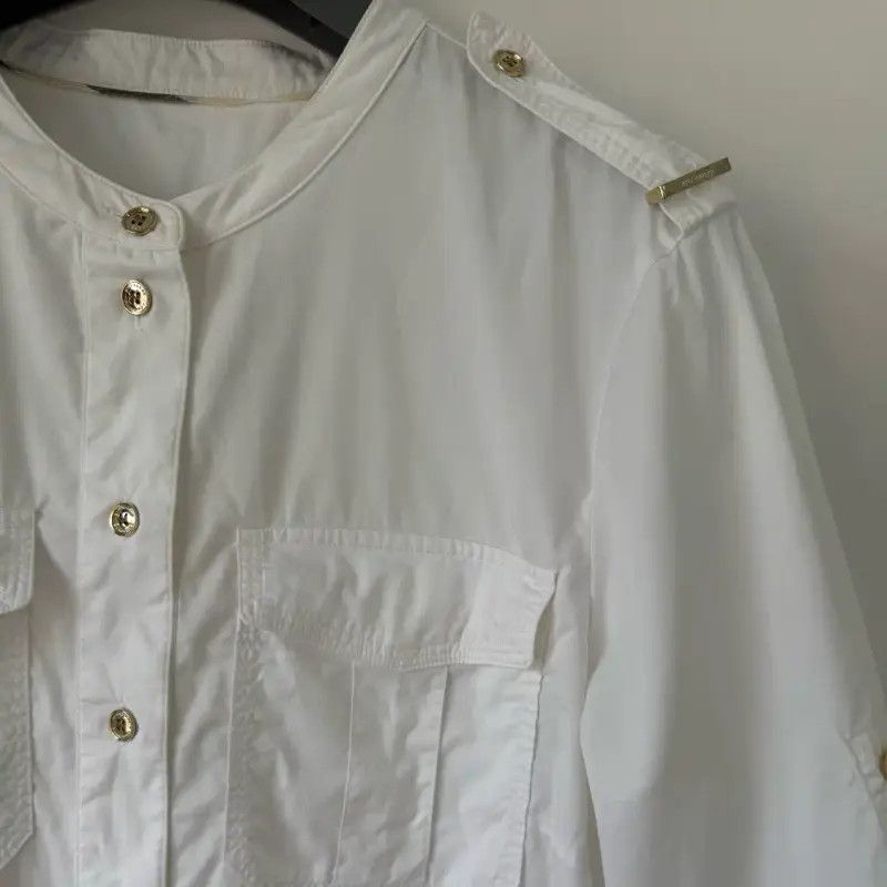 Burberry Burberry Summer White Cotton Long Sleeve Dress Size S / US 4 / IT 40 - 4 Thumbnail