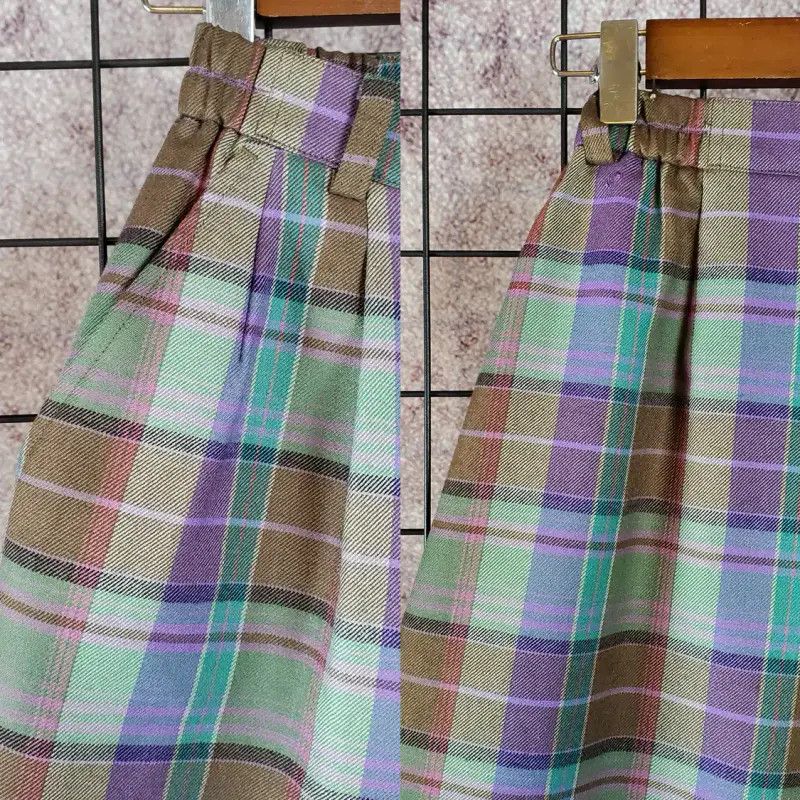 Burberry Burberry Purple Wool Check Casual Pants Size 23" - 5 Thumbnail