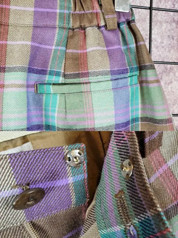 Burberry Burberry Purple Wool Check Casual Pants Size 23" - 6 Thumbnail