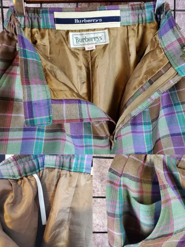 Burberry Burberry Purple Wool Check Casual Pants Size 23" - 4 Thumbnail