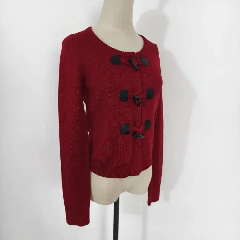Burberry Burberry Red Wool Long Sleeve Cardigan Size M / US 6-8 / IT 42-44 - 3 Thumbnail
