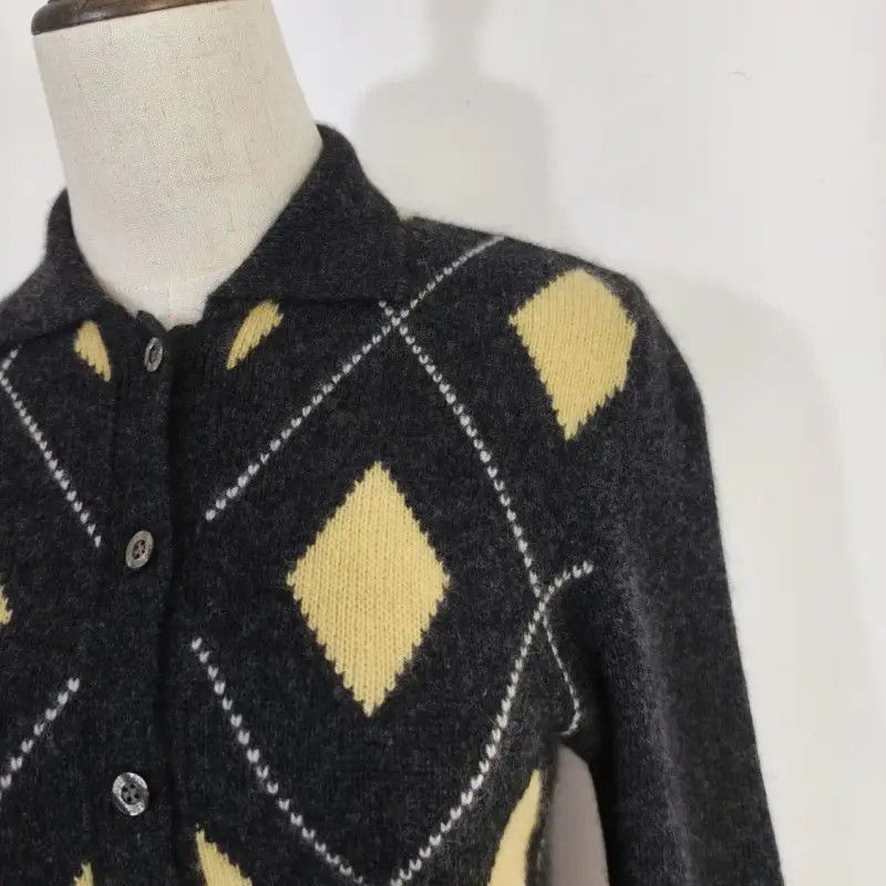 Burberry Burberry Gray Wool Check Long Sleeve Cardigan Size M / US 6-8 / IT 42-44 - 2 Thumbnail