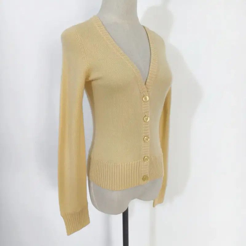 Burberry Burberry Spring Autumn Light Yellow Wool Cardigan Size M / US 6-8 / IT 42-44 - 5 Thumbnail