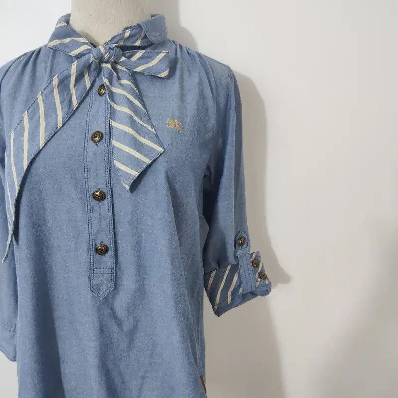 Burberry Burberry Blue Cotton Short Dress for Women Size XS / US 0-2 / IT 36-38 - 4 Thumbnail