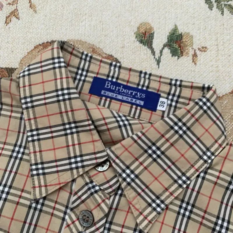 Burberry Burberry Khaki Cotton Check Long Sleeve Shirt Size M / US 6-8 / IT 42-44 - 3 Thumbnail