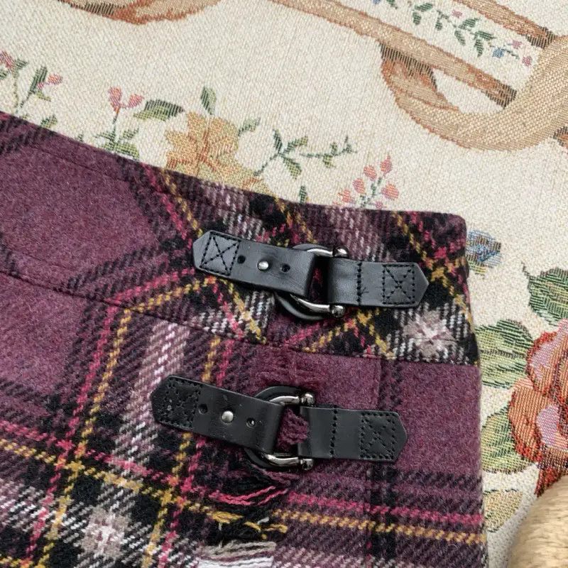 Burberry Burberry Purple Plaid Wool Skirt Size 23" - 2 Thumbnail