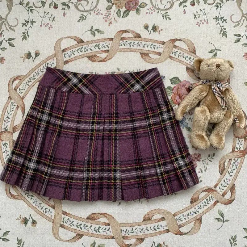 Burberry Burberry Purple Plaid Wool Skirt Size 23" - 7 Thumbnail