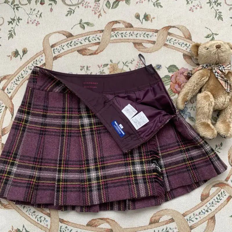 Burberry Burberry Purple Plaid Wool Skirt Size 23" - 4 Thumbnail