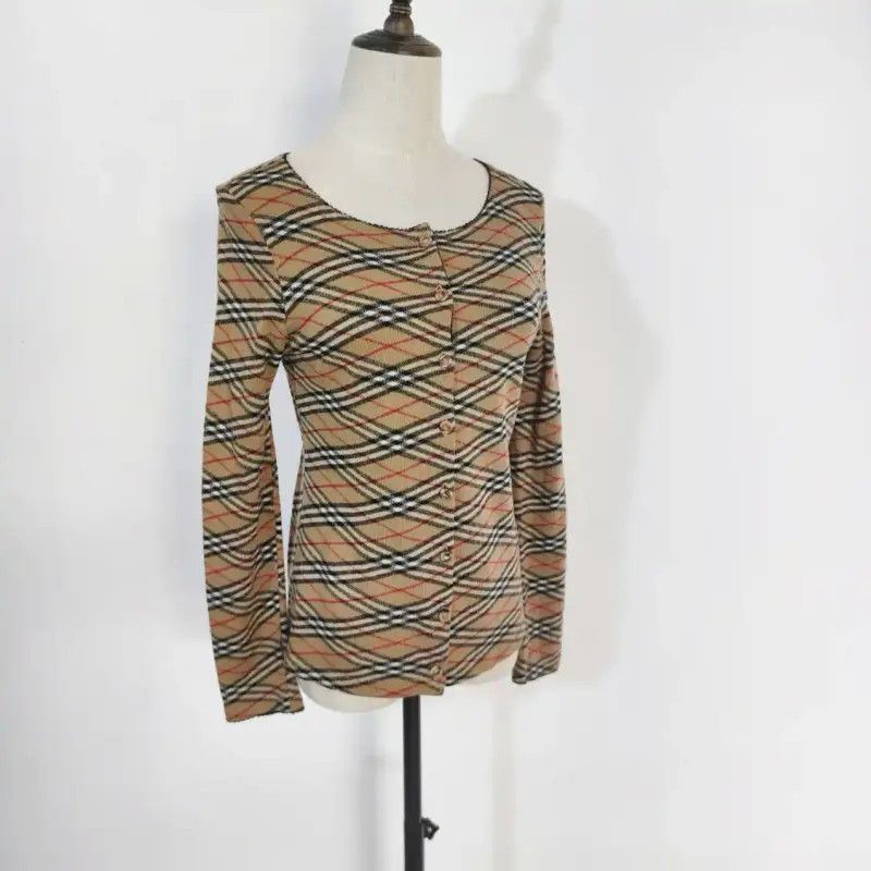 Burberry Burberry Khaki Wool Blend Long Sleeve Cardigan Size M / US 6-8 / IT 42-44 - 3 Thumbnail