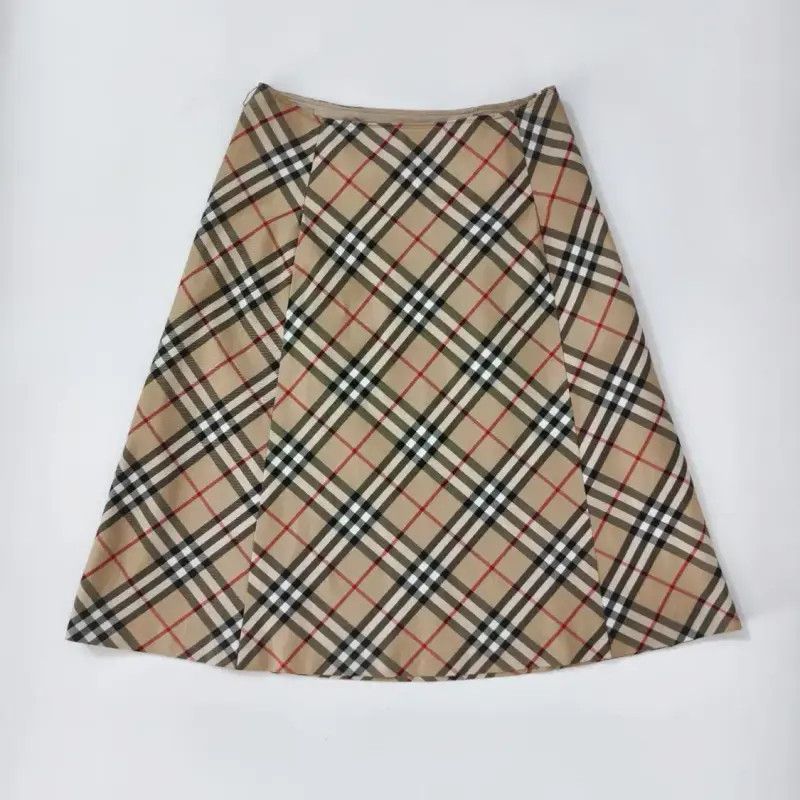 Burberry Burberry Summer Khaki Cotton Check Skirt Size 23" - 2 Thumbnail