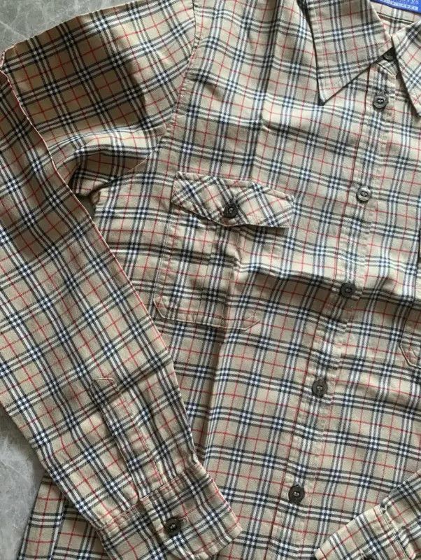Burberry Burberry Khaki Cotton Check Long Sleeve Shirt Size M / US 6-8 / IT 42-44 - 3 Thumbnail