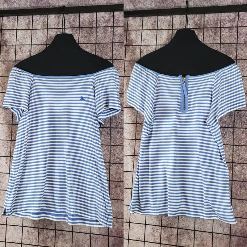 Burberry Burberry Summer Blue Striped Short Sleeve T-Shirt Size M / US 6-8 / IT 42-44 - 2 Thumbnail