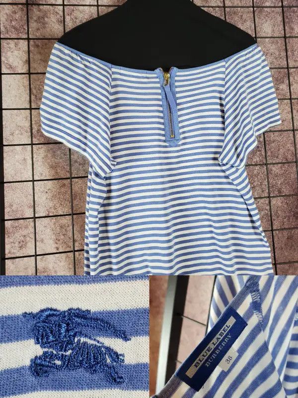 Burberry Burberry Summer Blue Striped Short Sleeve T-Shirt Size M / US 6-8 / IT 42-44 - 5 Thumbnail