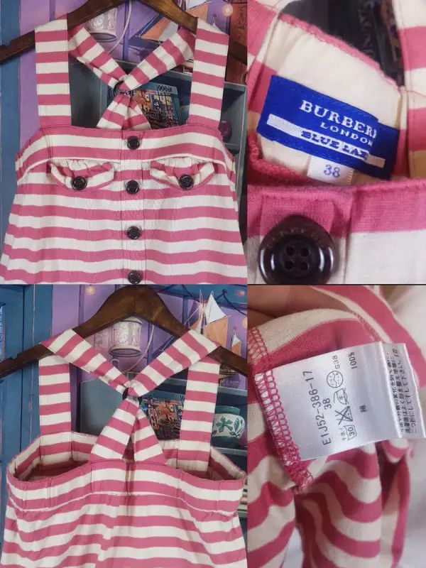 Burberry Burberry Pink Striped Cotton Summer Dress Size M / US 6-8 / IT 42-44 - 2 Thumbnail