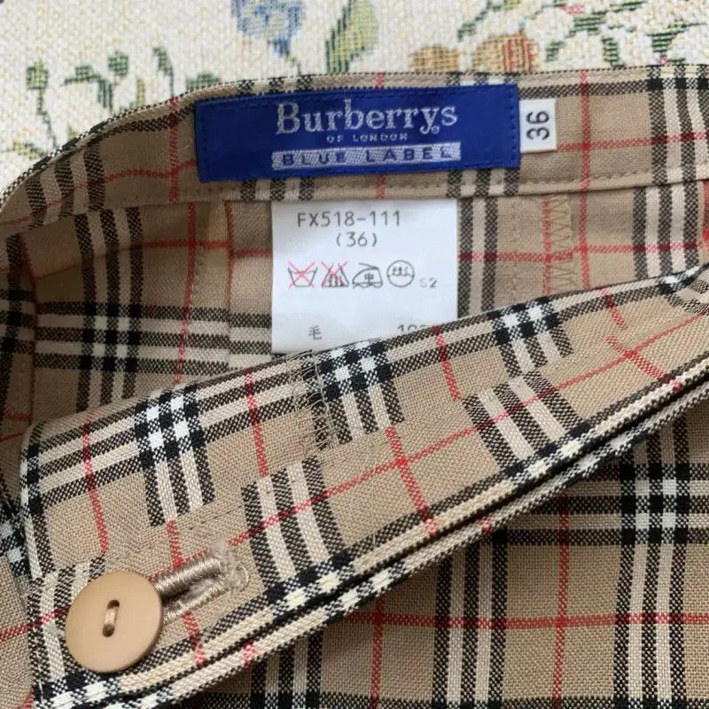 Burberry Burberry Beige Wool Check Pleated Skirt Size 23" - 4 Thumbnail
