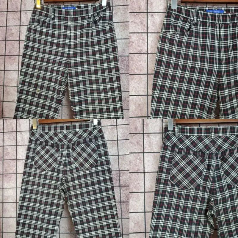 Burberry Burberry Black Checkered Cotton Blend Casual Pants Size 23" - 3 Thumbnail