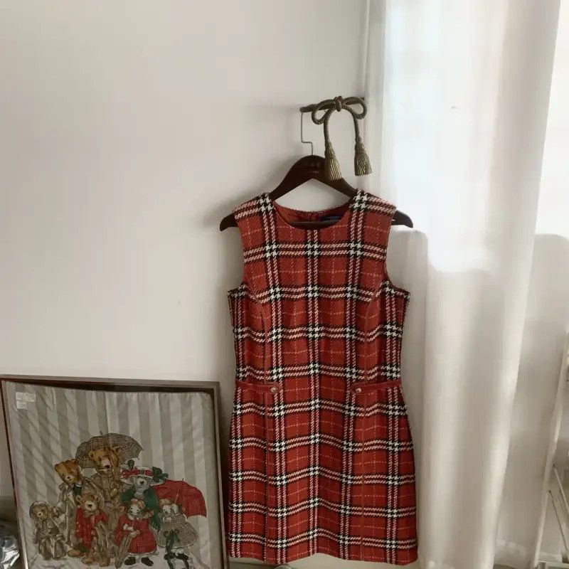 Burberry Burberry Red Cotton Check Dress for Women Size M / US 6-8 / IT 42-44 - 2 Thumbnail
