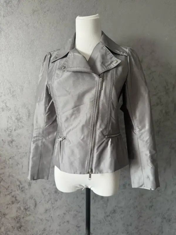 Burberry Burberry Silver Short Fitted Women's Jacket Size M / US 6-8 / IT 42-44 - 2 Thumbnail