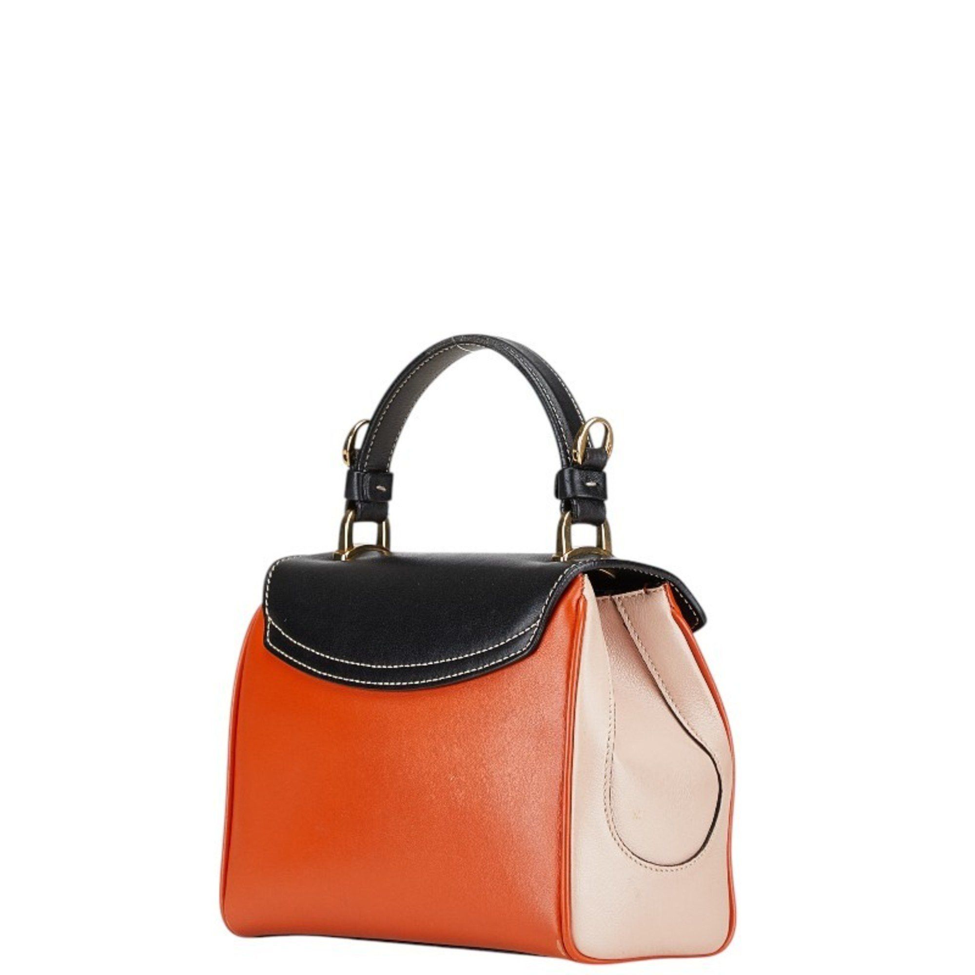 Tod's Tod's T Timeless Handbag/Shoulder Bag, 2-Way, Orange, Black, Beige, Leather, Women's, TOD'S Size ONE SIZE - 2 Thumbnail