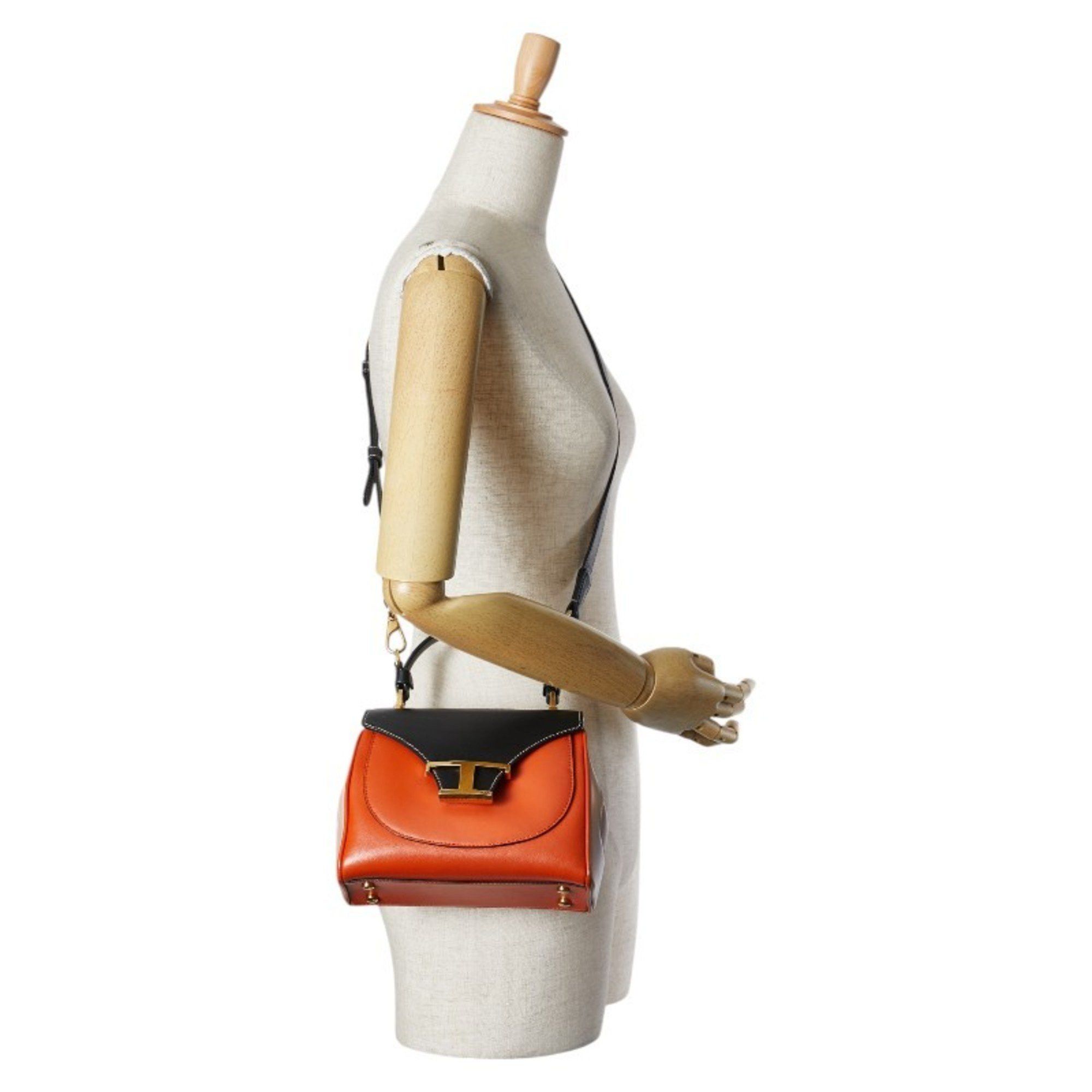 Tod's Tod's T Timeless Handbag/Shoulder Bag, 2-Way, Orange, Black, Beige, Leather, Women's, TOD'S Size ONE SIZE - 10 Thumbnail