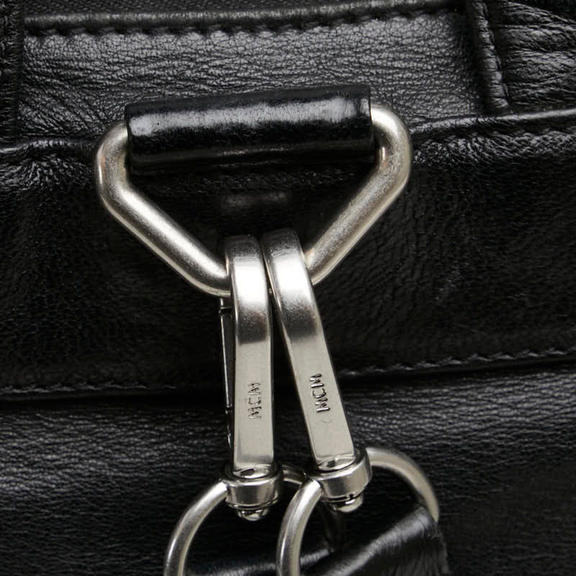 MCM MCM logo plate backpack in black leather for women Size ONE SIZE - 10 Thumbnail