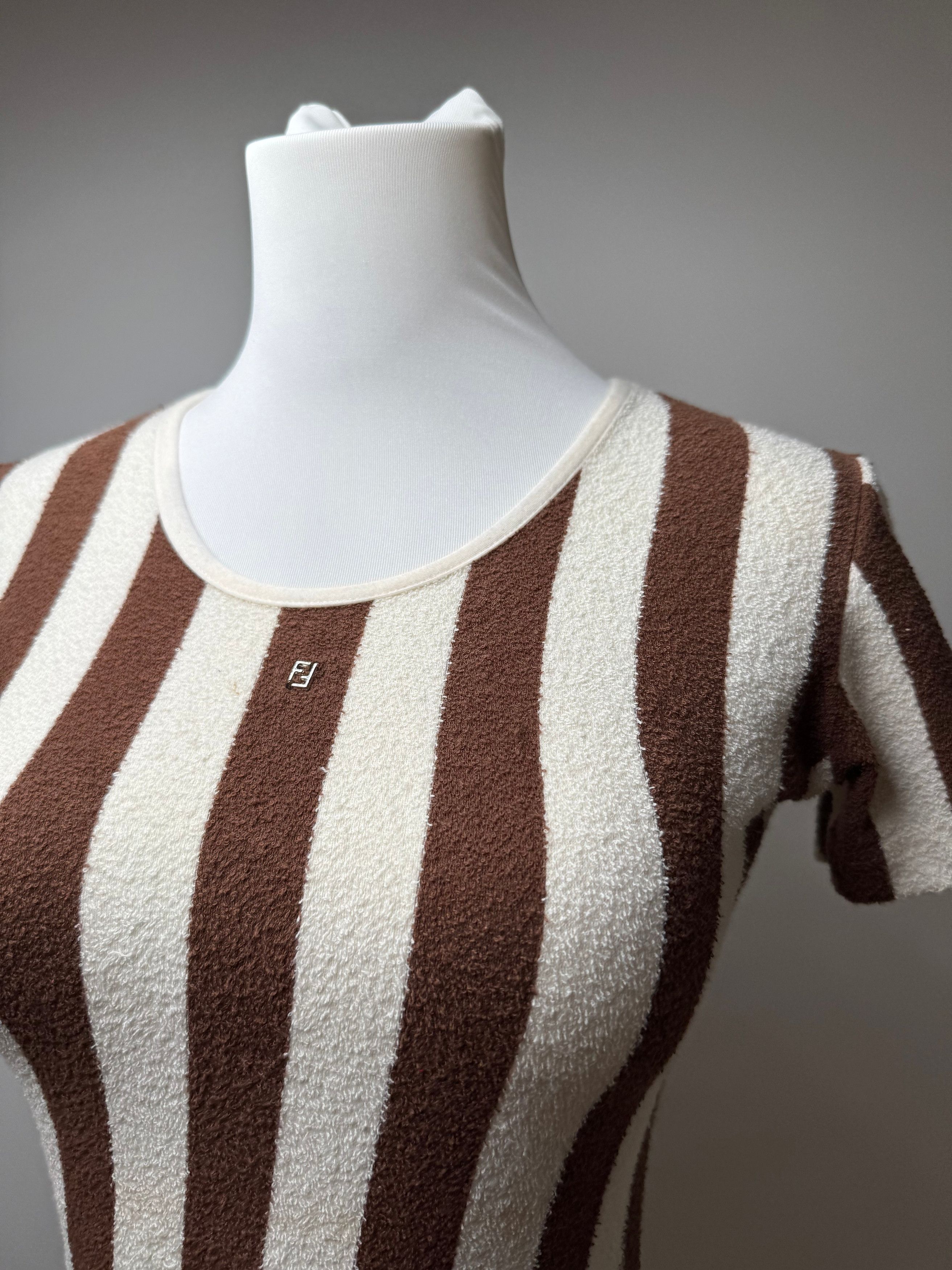 Fendi Vintage Roma Striped Shirt white brown 36/S Size S / US 4 / IT 40 - 9 Thumbnail