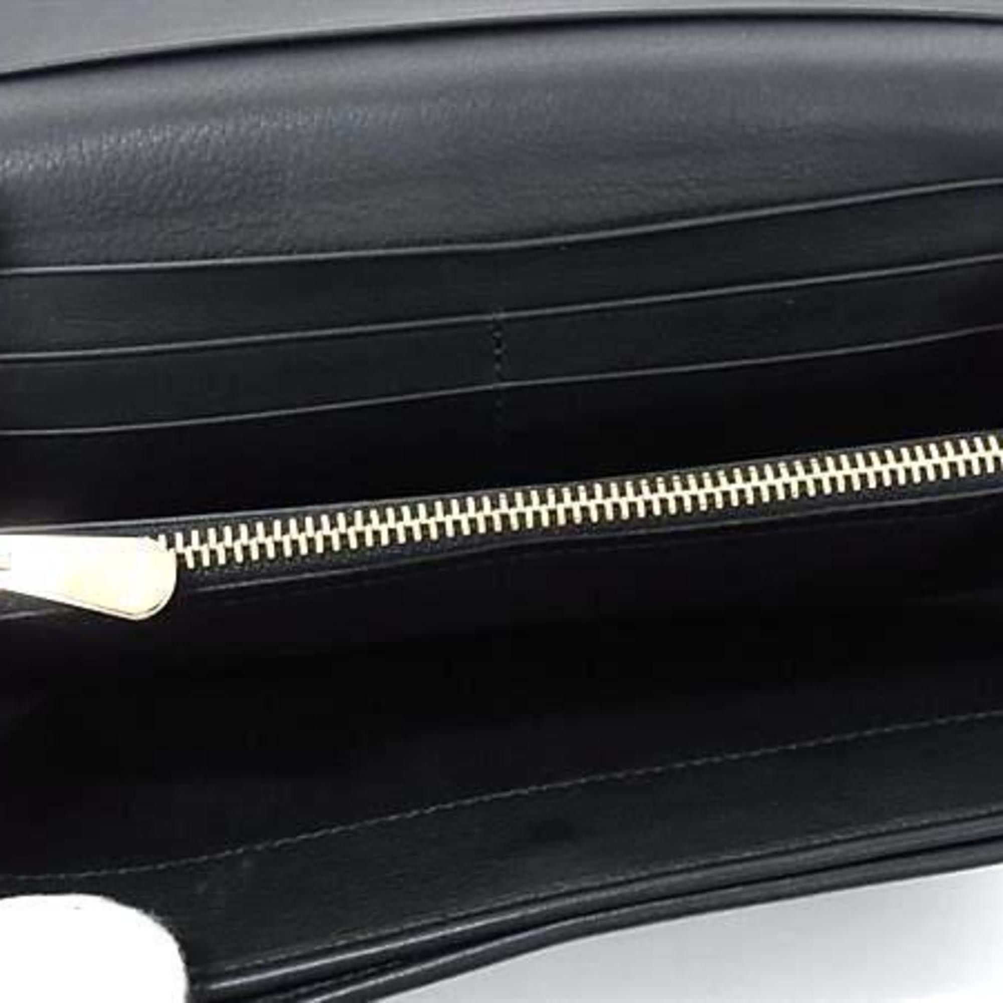 Salvatore Ferragamo Gancini Wallet IY-22D184 Black Leather Women's Tri-fold Long