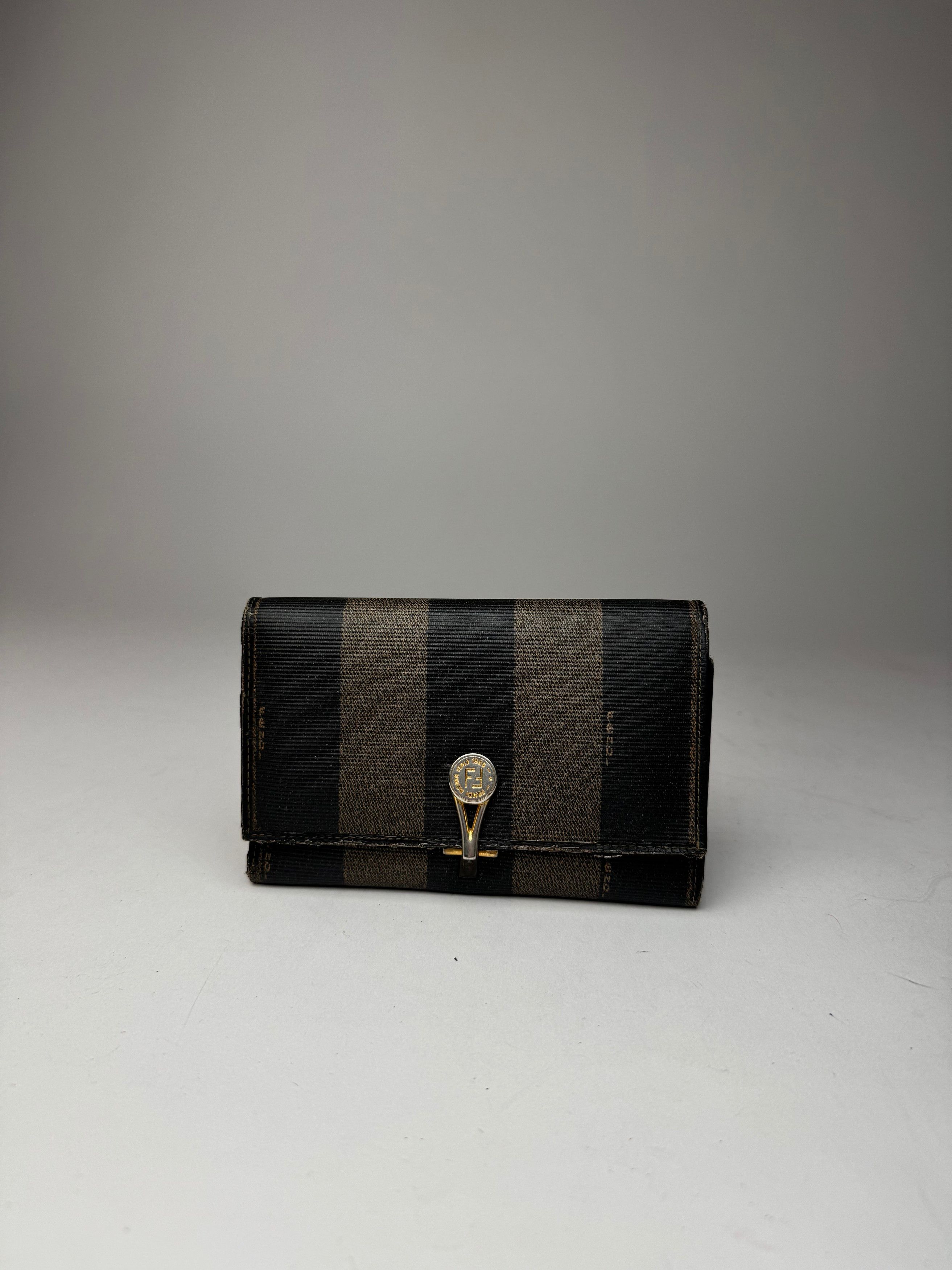 Fendi Vintage Striped Wallet black brown Size ONE SIZE - 6 Thumbnail