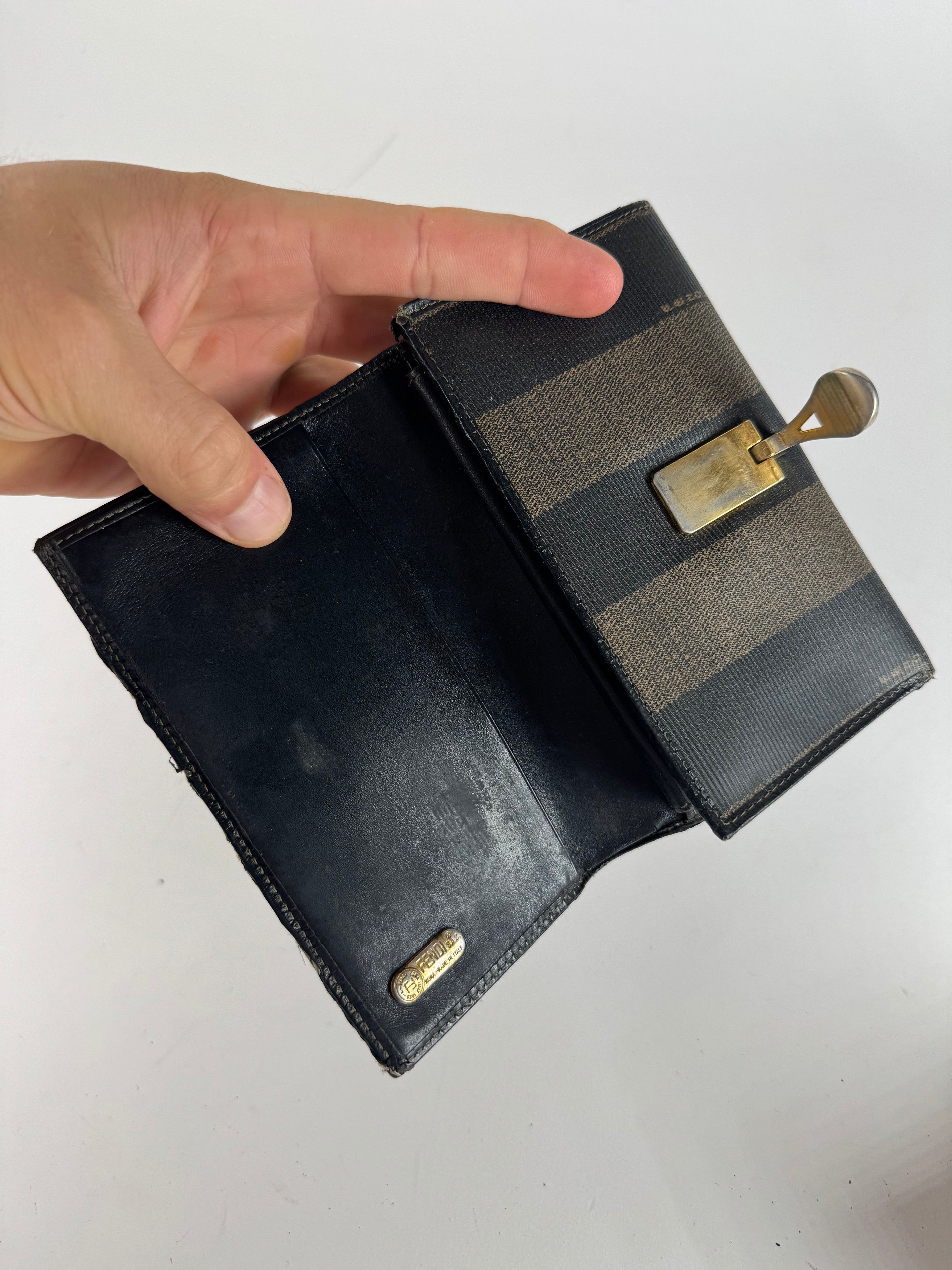 Fendi Vintage Striped Wallet black brown Size ONE SIZE - 3 Thumbnail