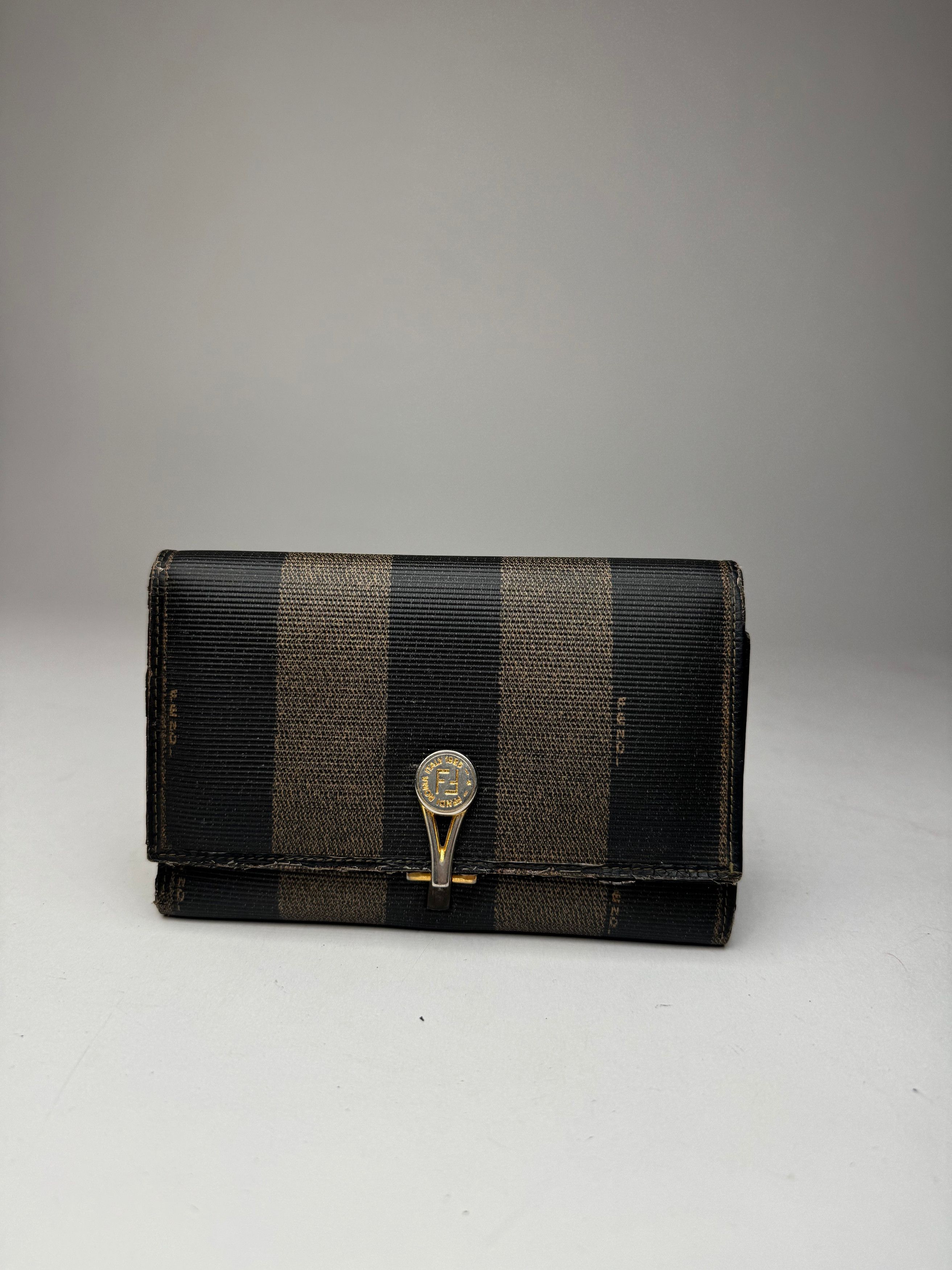 Fendi Vintage Striped Wallet black brown Size ONE SIZE - 11 Thumbnail