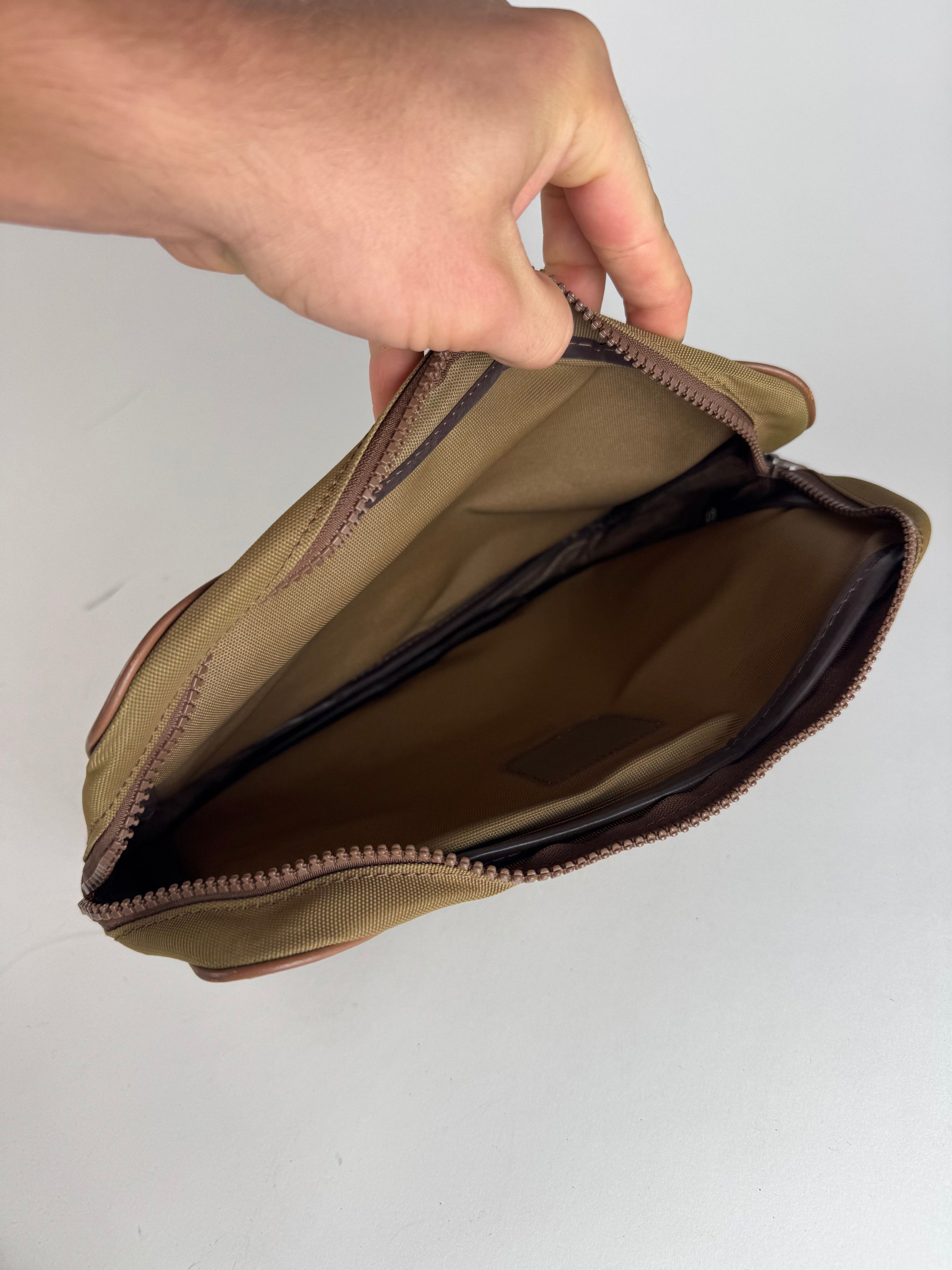 Courreges Vintage Polyester Leather Clutch Khaki Brown Size ONE SIZE - 3 Thumbnail