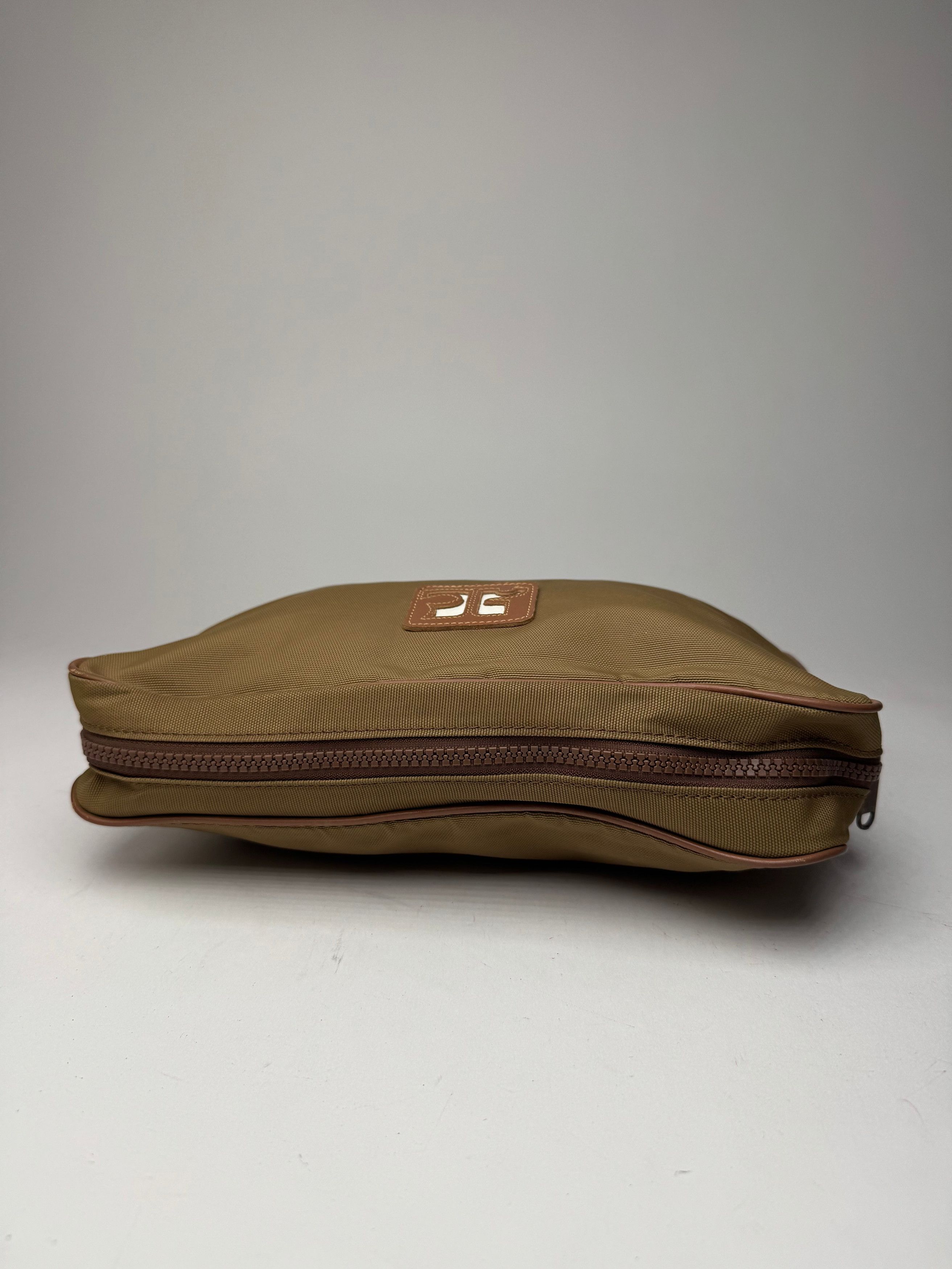 Courreges Vintage Polyester Leather Clutch Khaki Brown Size ONE SIZE - 9 Thumbnail