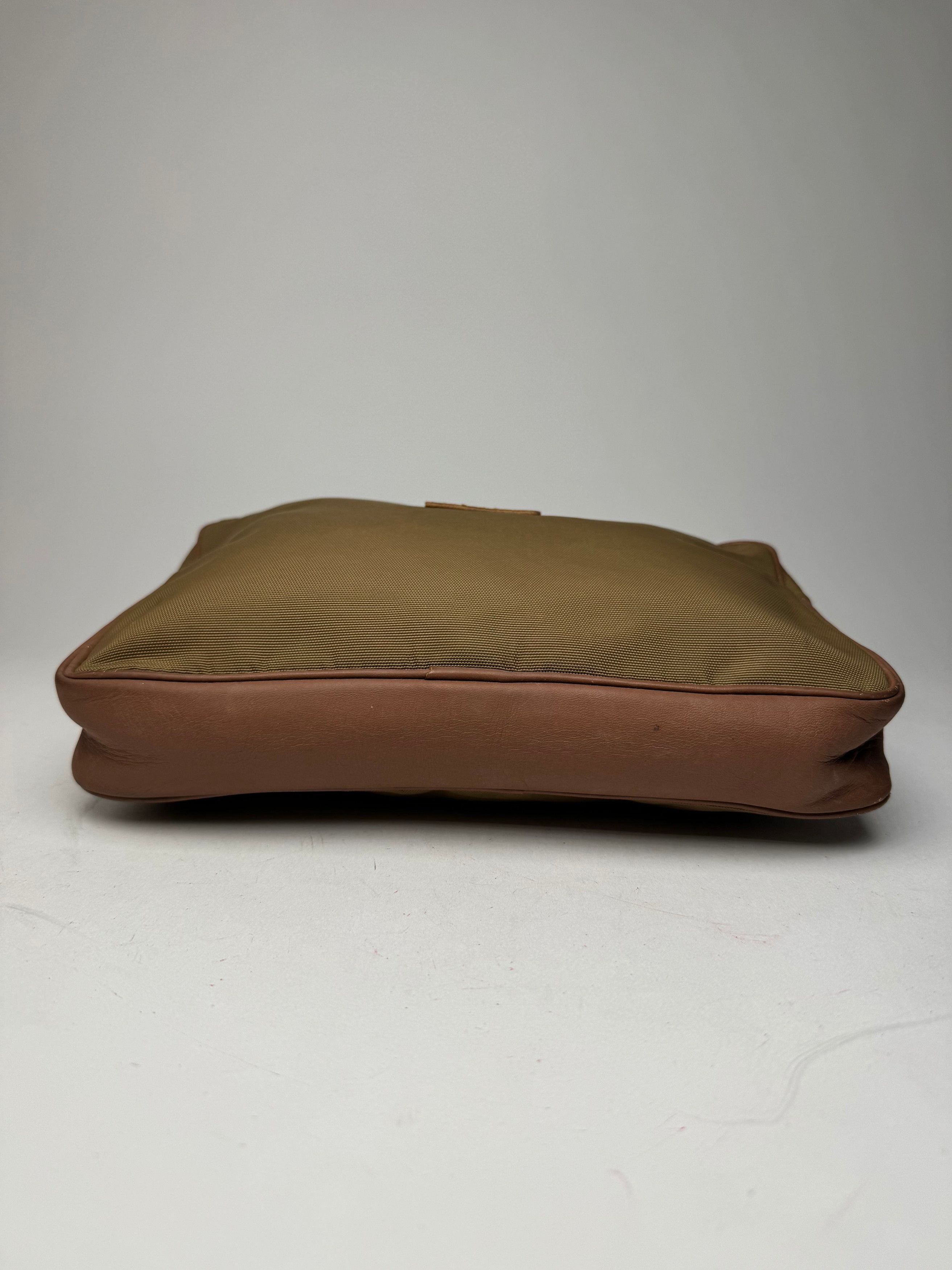 Courreges Vintage Polyester Leather Clutch Khaki Brown Size ONE SIZE - 7 Thumbnail