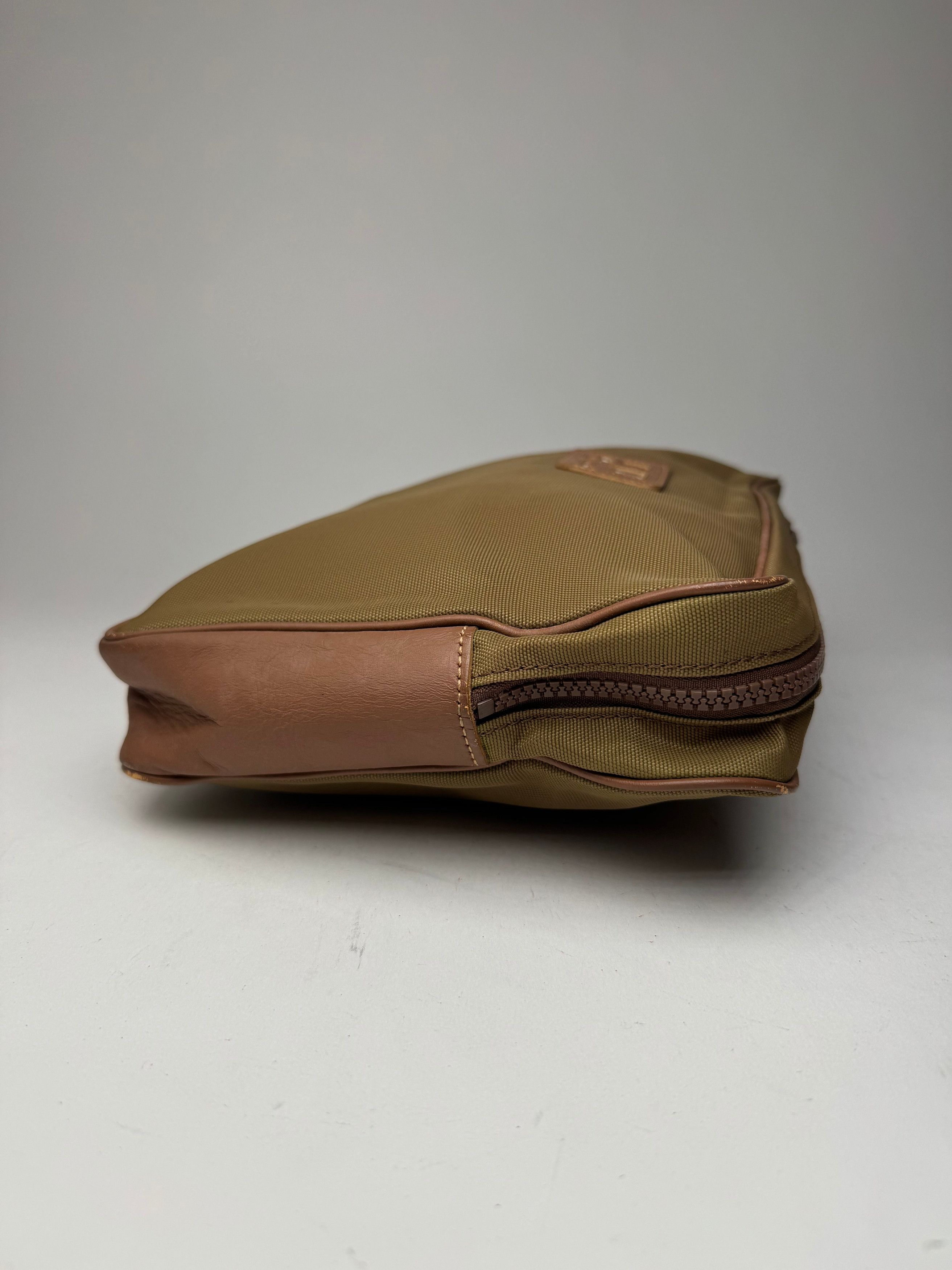 Courreges Vintage Polyester Leather Clutch Khaki Brown Size ONE SIZE - 8 Thumbnail