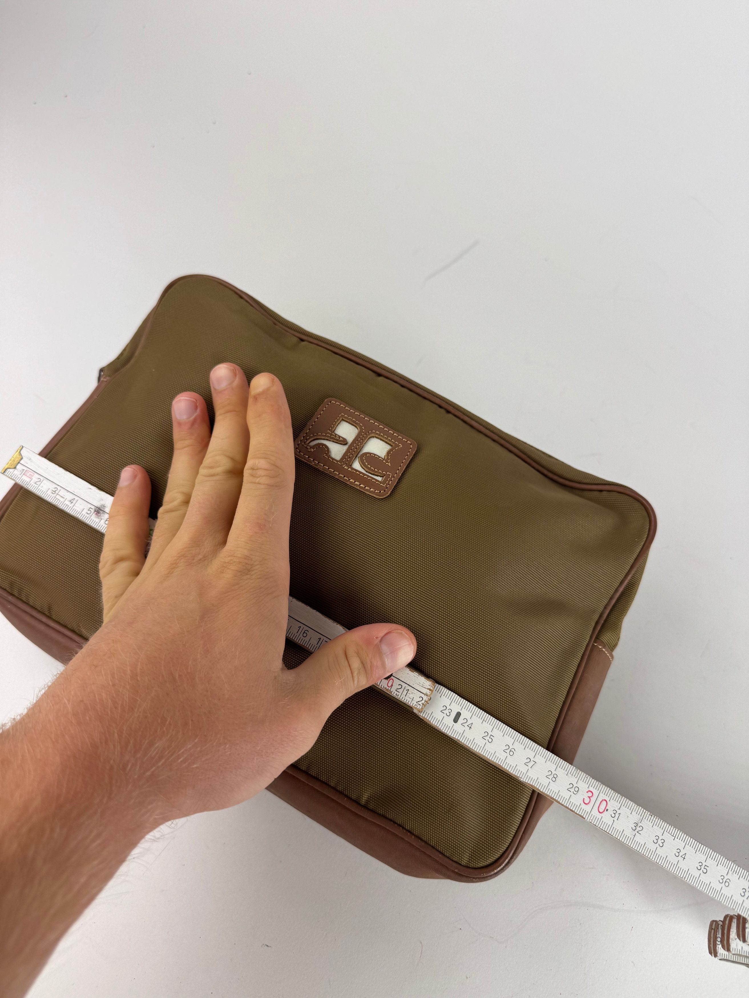Courreges Vintage Polyester Leather Clutch Khaki Brown Size ONE SIZE - 10 Thumbnail