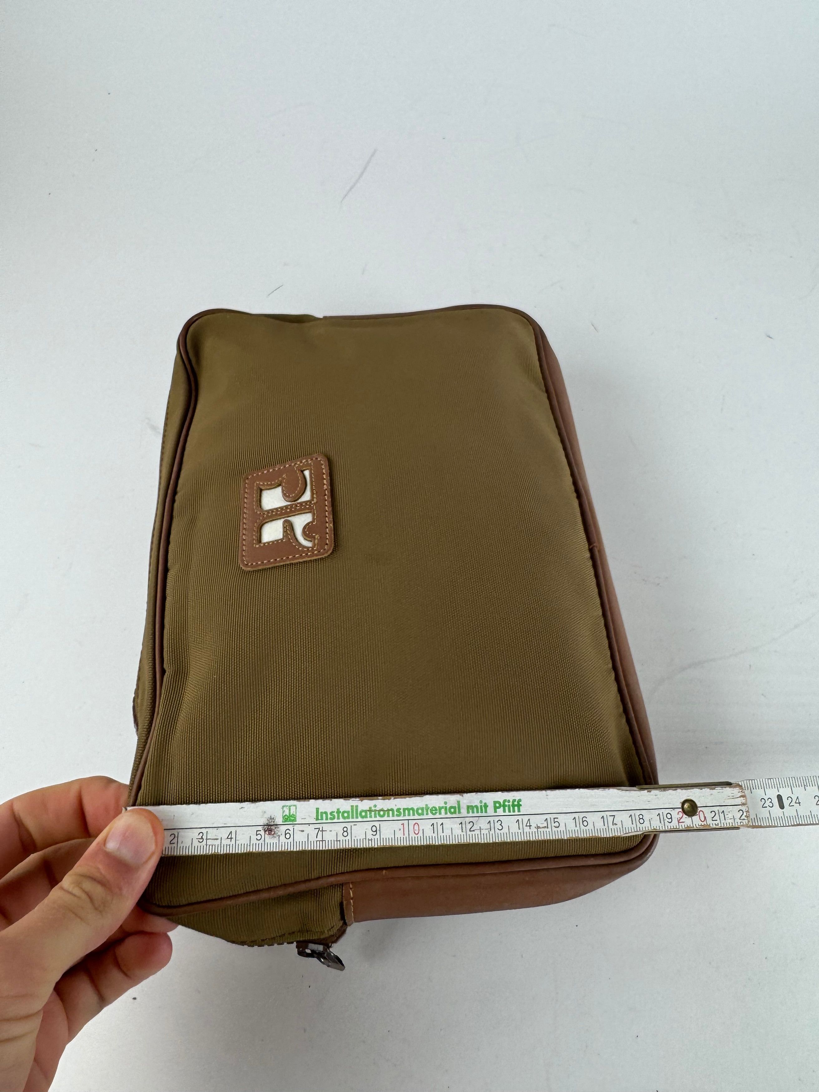 Courreges Vintage Polyester Leather Clutch Khaki Brown Size ONE SIZE - 11 Thumbnail