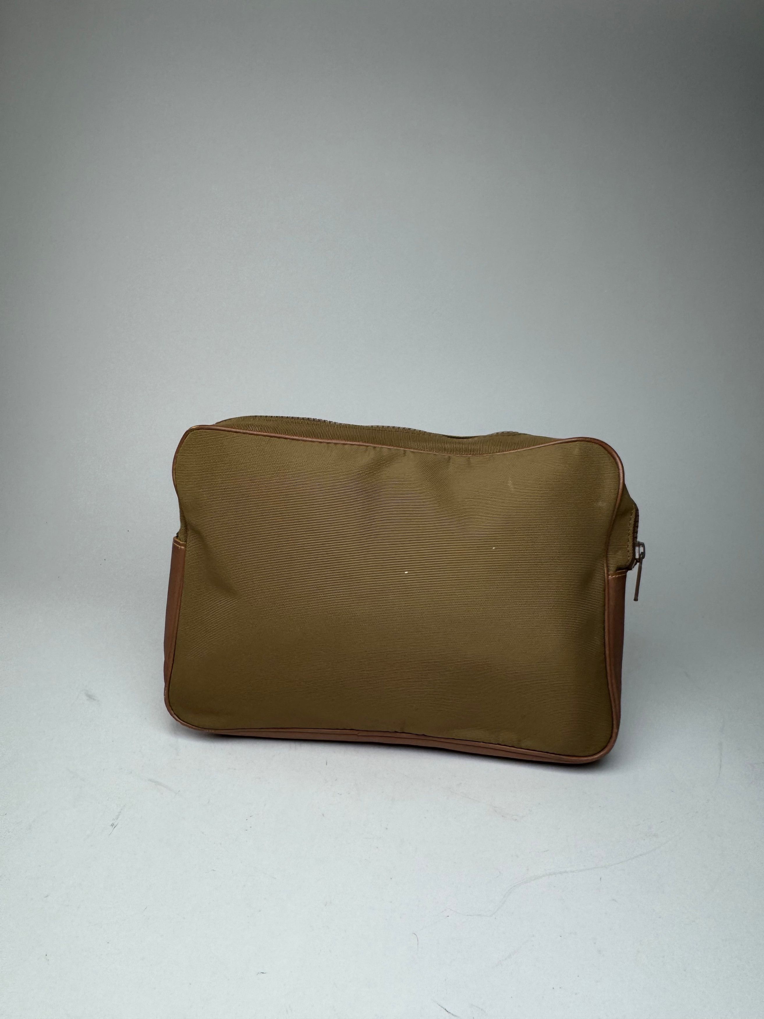Courreges Vintage Polyester Leather Clutch Khaki Brown Size ONE SIZE - 14 Thumbnail