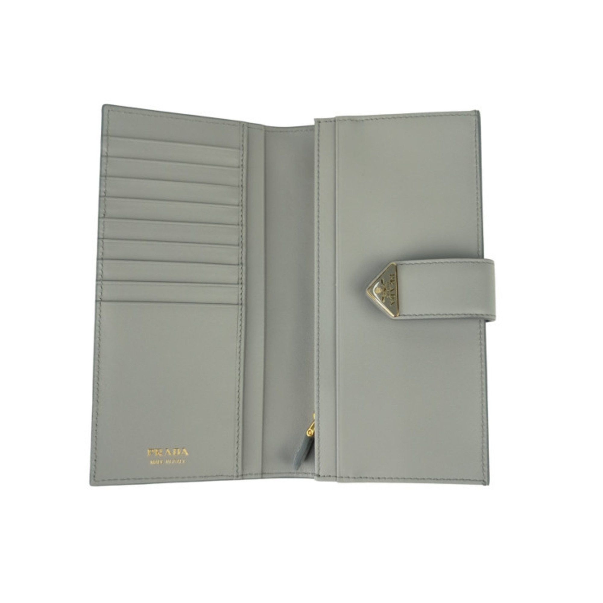 Prada PRADA City Calfskin Tab Wallet 1MV025 Light Gray Leather Women's Bifold Long Size ONE SIZE - 7 Thumbnail