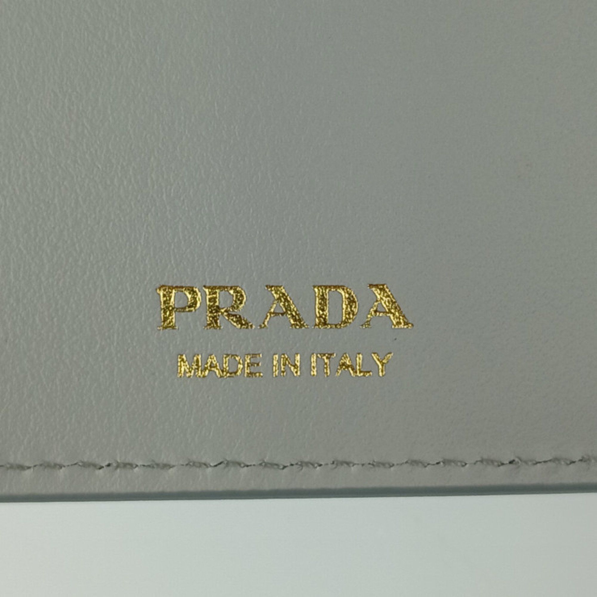 Prada PRADA City Calfskin Tab Wallet 1MV025 Light Gray Leather Women's Bifold Long Size ONE SIZE - 10 Thumbnail