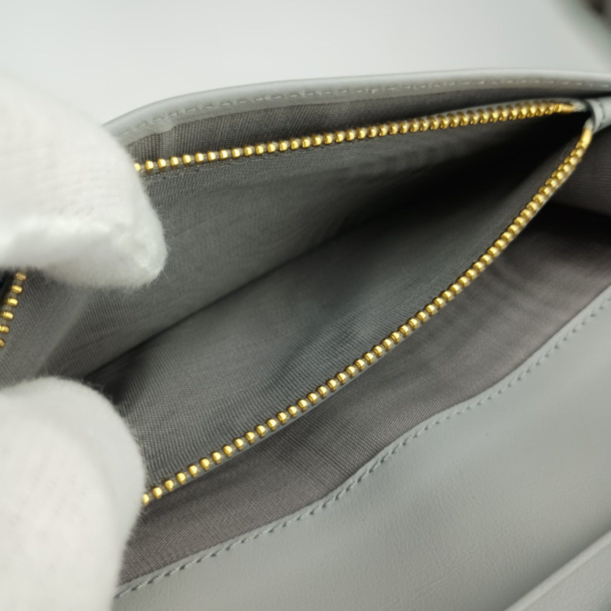 Prada PRADA City Calfskin Tab Wallet 1MV025 Light Gray Leather Women's Bifold Long Size ONE SIZE - 9 Thumbnail
